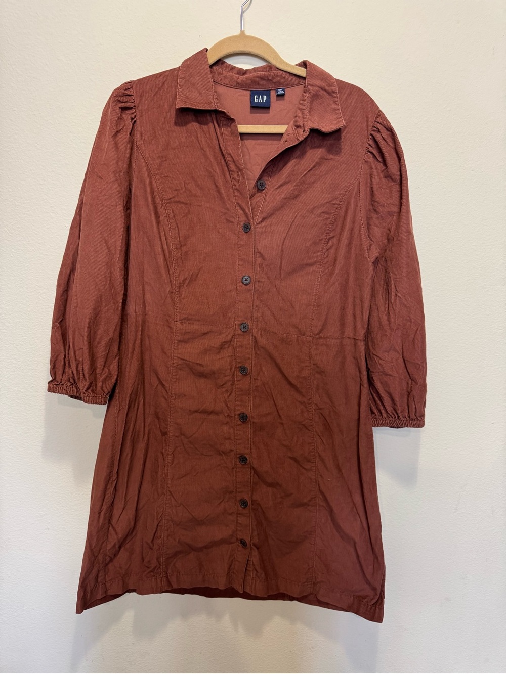 GAP Corduroy Rust-Brown Button Shirt Dress